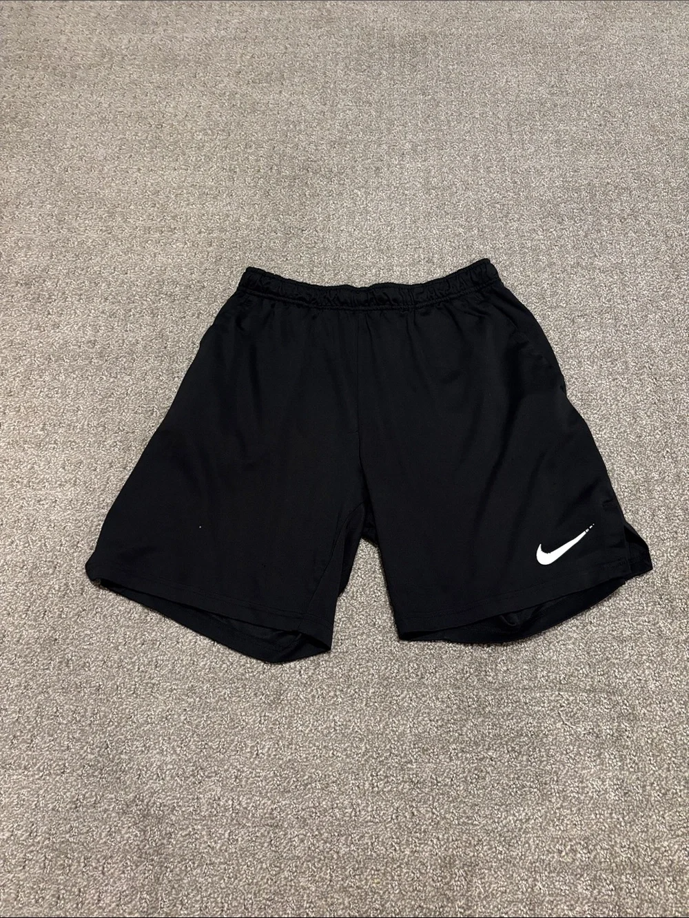 Nike Men’s Black Athletic Shorts with White Swoosh